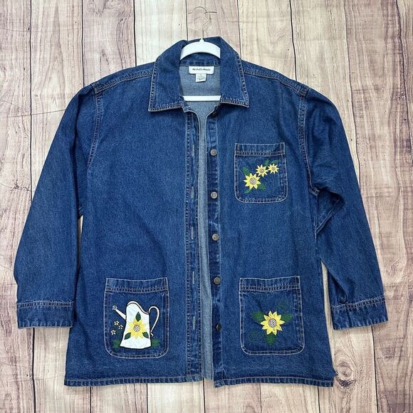 VTG Michelle Louise Denim Jacket Sunflower Embroidery Size Womens XL Vintage 90s - Picture 7 of 7